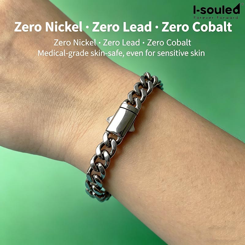 Ceramic Link Bracelet - 7mm Solid Titanium Bracelet Lightweight Anti-Allergy