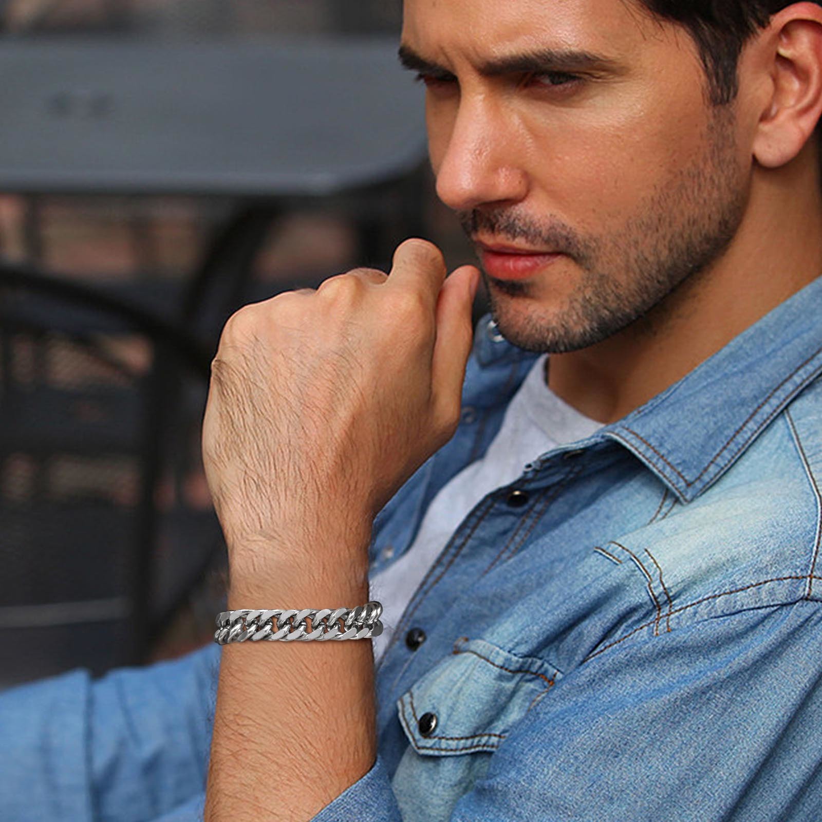 Men's Chunky 8/10/12/15MM Stai - Ceramic Link Bracelet recension och pris