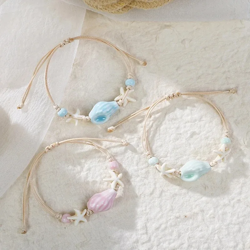 Bohemian Conch Starfish Shells - Ceramic Link Bracelet recension och pris