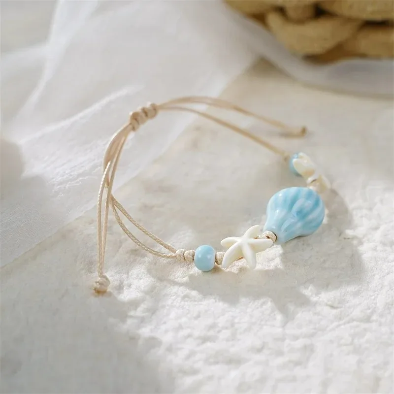 Bohemian Conch Starfish Shells - Ceramic Link Bracelet recension och pris